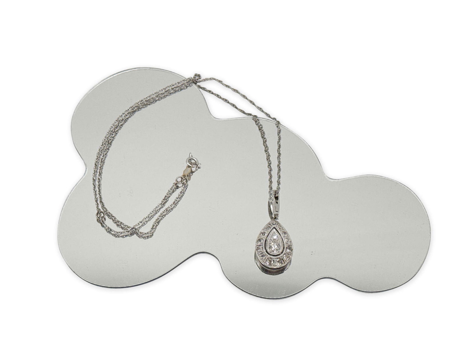 14K White Gold Necklace with Diamond Teardrop (1 of 6)