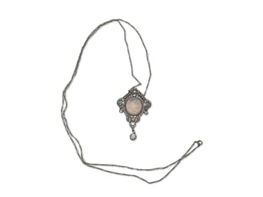 Platinum and 14K White Gold Necklace with Opal