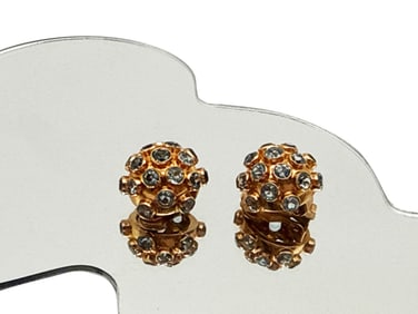 18K Yellow Gold Ball Earrings with Aquamarines