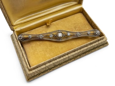 Antique Platinum and Diamond Bar Pin
