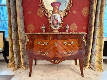 French Louis XV-style Marble Top Serpentine Commode