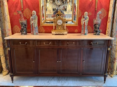 French Louis XVI-style Marble Top Mahogany Sideboard