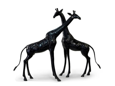 Pair of Patinated Bronze Giraffes