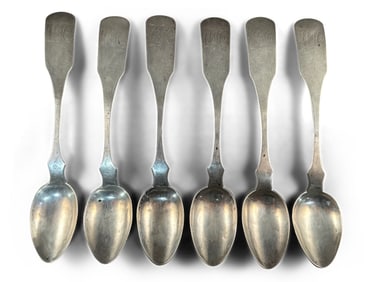 Six Delaware Coin Silver Teaspoons