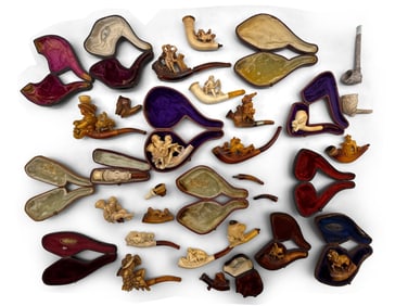 Collection of 22 Pipes, Many Meerschaum