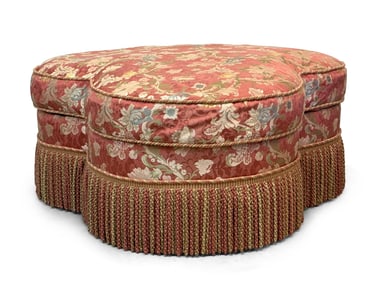 Cloverleaf Decorated Upholstered Ottoman