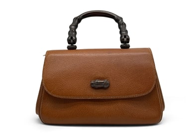 Gucci Leather Handbag with Bamboo Handle