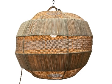 Oversized Rafia Globe Pendant Lamp