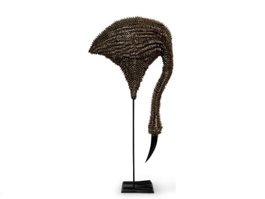 Life-Size Bamboo & Rattan Flamingo Sculpture