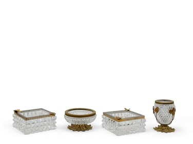 Regency-style Brass and Crystal Smoking Set
