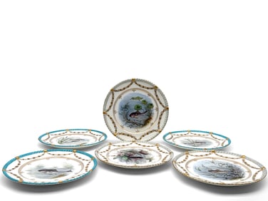 Six Fine Continental Porcelain Fish Plates