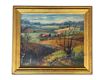 Millie Housel Oil/Board: Foran's Barns