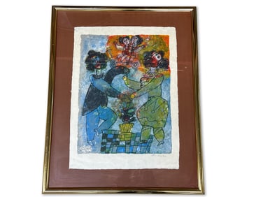 Theo Tobiasse Lithograph: Couple and Child