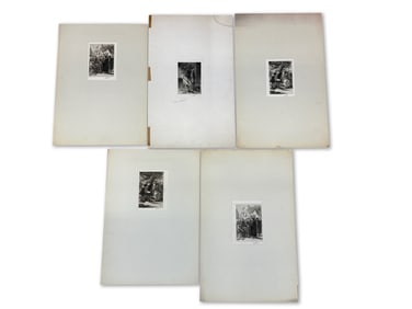 Five Hermann Faber Signed Etchings