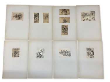 Eight Hermann Faber Pen & Ink Illustrations