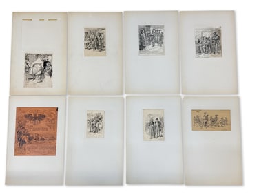 Eight Hermann Faber Pen & Ink Illustrations
