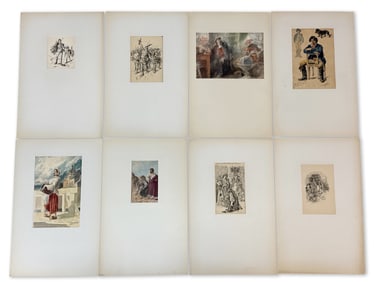 Eight Hermann Faber Watercolors/Illustrations