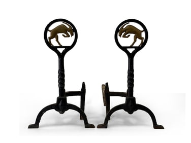 Pair of Arts & Crafts-style Iron Andirons