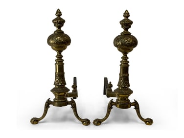Pair of Victorian Brass Andirons