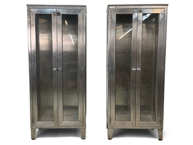 Pair of Industrial Medical Cabinets