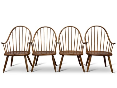 Four Cabinet-Made Continuous Arm Windsor Chairs
