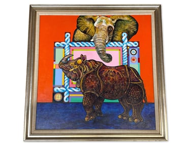 Christine McGinnis Acrylic/Canvas: Elephant & Rhino