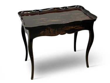 Black Painted & Parcel Gilt Chinoiserie Tray Top Table