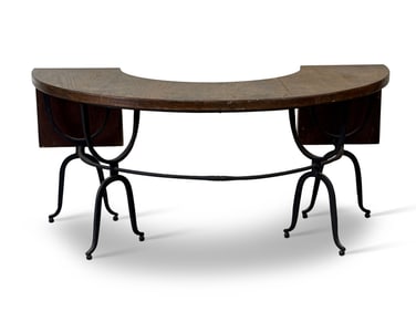 English Wrought Iron and Oak Hunt Table