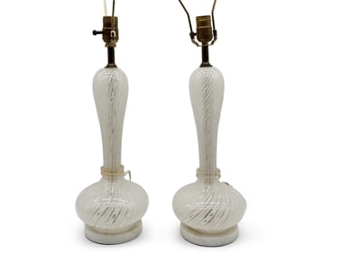 Two Venetian Gold-Flecked Glass Lamps