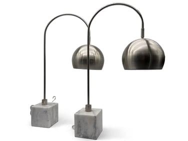 Pair of Modernist Chrome Arc Desk Lamps