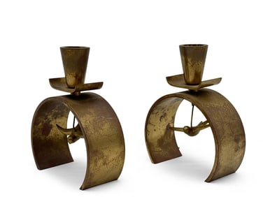 Pr. Carl Einar Borgstrum Bronze Sparrow Candlesticks