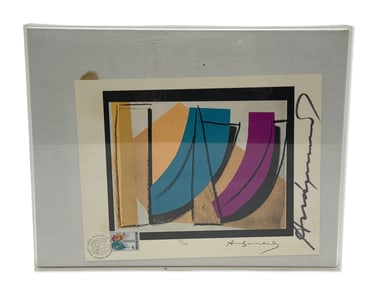 Andy Warhol Signed & No. Lithograph: U.N. Stamp