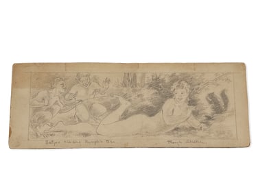 Graphite Illustration: Satyrs Tickling Nymph's Toes