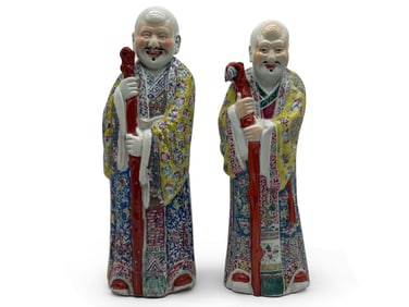 Pr.  Chinese Famille Rose Porcelain Immortals