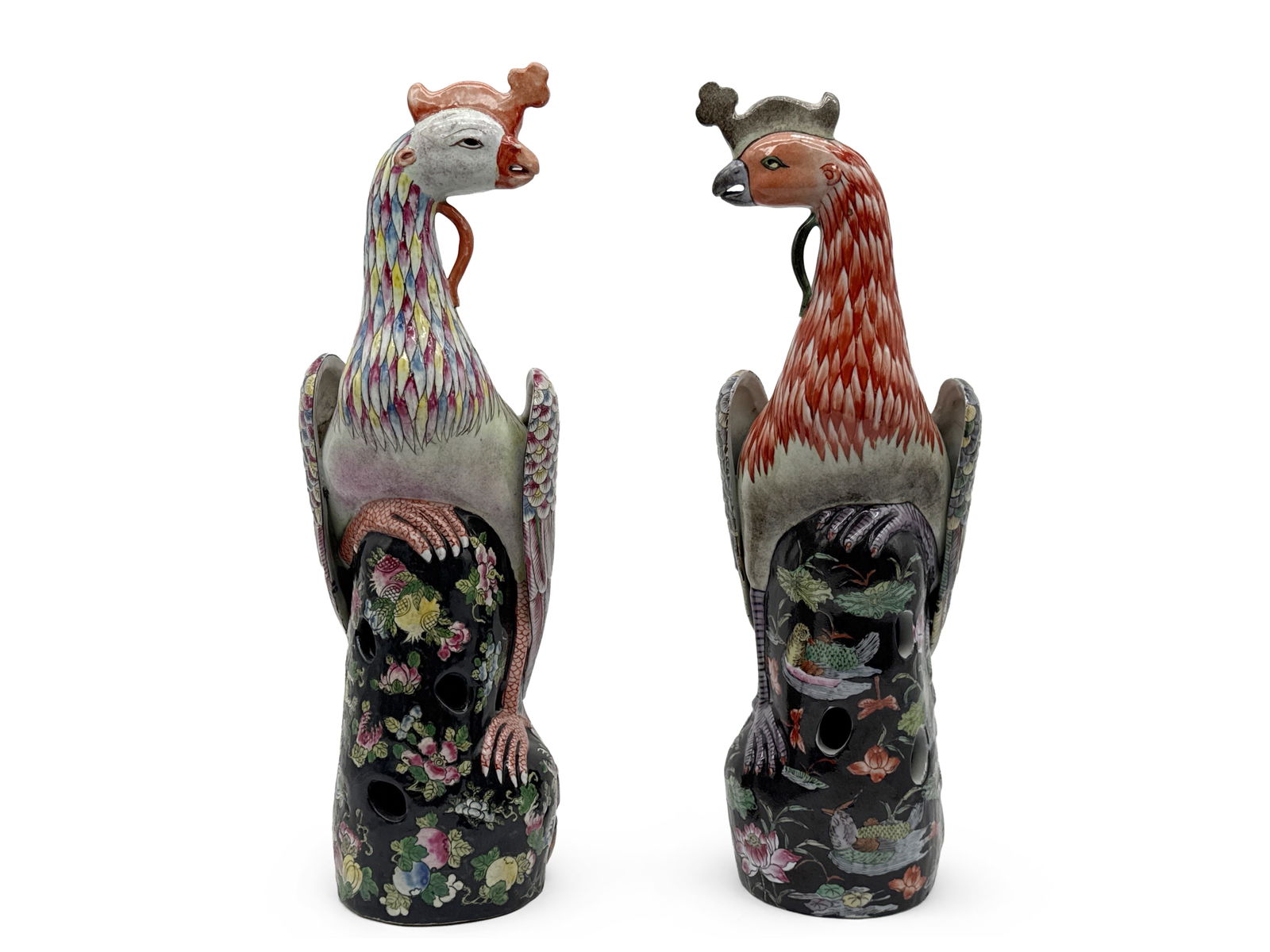 Pr. Large Chinese Porcelain Phoenix Figures (1 of 9)