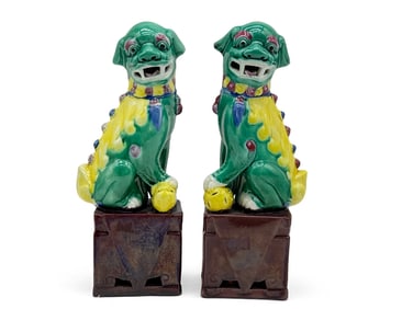 Chinese Sancai Glazed Porcelain Foo Dog Figures