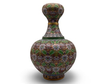 Large Chinese Cloisonné Openwork Floral Vase
