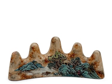 Chinese Porcelain Mountain Form Brush Rest