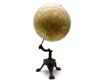 Early 20th C. Cast Iron Terrestrial Globe