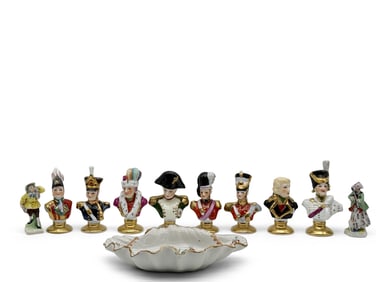 Continental Porcelain Busts and Shell Dish