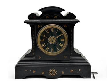 Victorian Carved Slate Mantel Clock