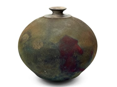 Jackie Greeves Raku Ceramic Bulbous Vase