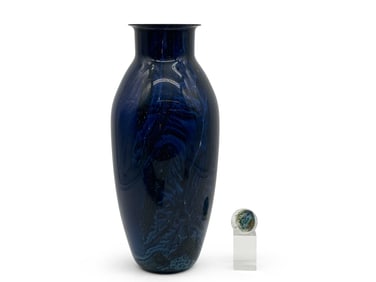 Josh Simpson Art Glass Vase and Marble