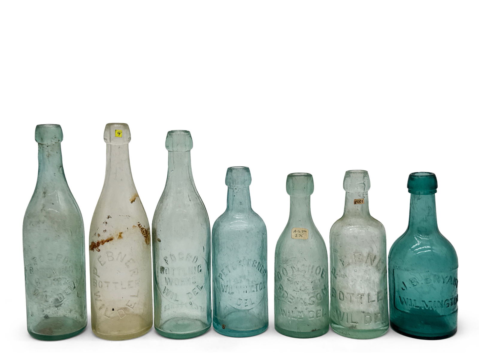 Seven 19th C. Wilmington Blob-Top Glass Bottles (1 of 13)