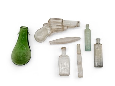 Seven Early American Glass and Apothecary Bottles