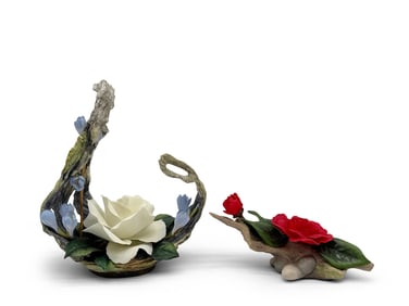 Two Boehm Porcelain Flower Figurines