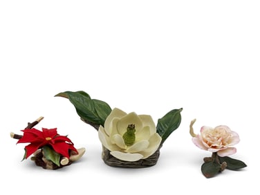 Three Boehm Porcelain Flower Figurines