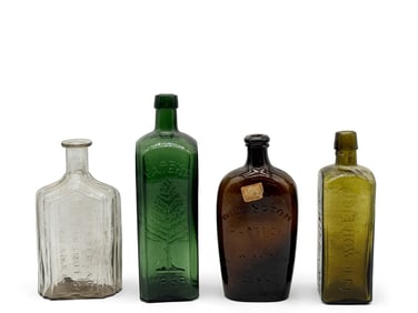 Four Early American Glass Bottles