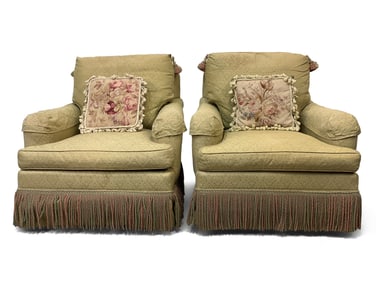 Pair of Baker Upholstered Club Chairs