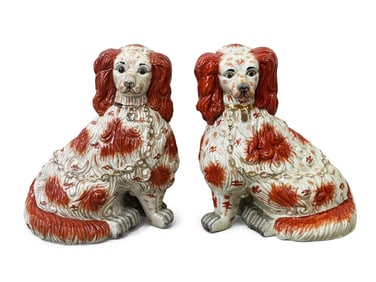 Pair of Monumental Staffordshire-style Dogs